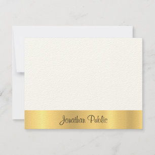 Voelde Ecru Modern Elegant Gold Hand Script Sjablo Notitiekaartje