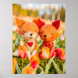 Voelde Fox Couple in Tulip Field Poster