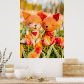 Voelde Fox Couple in Tulip Field Poster (Keuken)