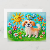 Voelde hond genieten van de zomerzon briefkaart (Voorkant / Achterkant)