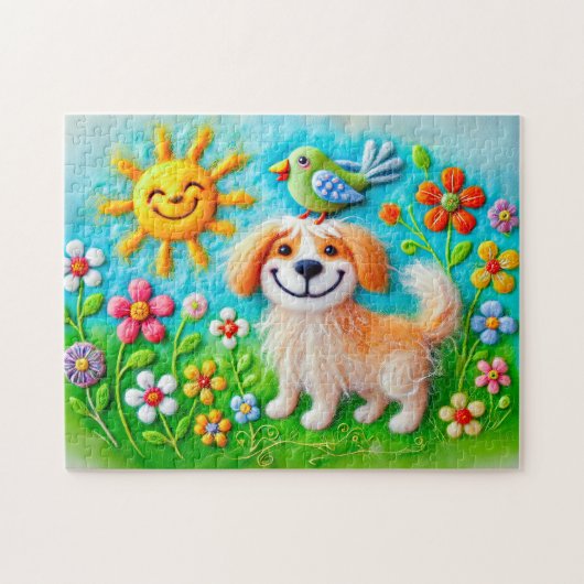 Voelde hond genieten van de zomerzon legpuzzel (Horizontaal)