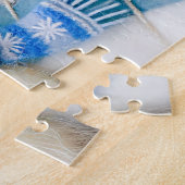 Voelde Hond In Sneeuw Met Sjaal En Vogel Legpuzzel (Zijkant)