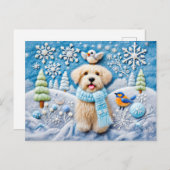 Voelde Hond in Sneeuwrijke Winter Scene Briefkaart (Voorkant / Achterkant)