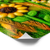 Voelde hond met bijen in een zonnebloementuin perfect poster (Hoek)