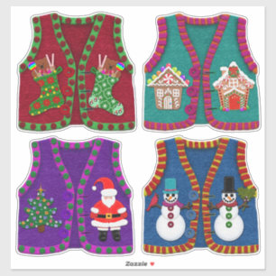 Voelde look Schattig Kerst Tacky Vesten Sticker