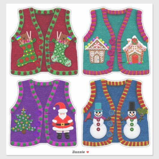 Voelde look Schattig Kerst Tacky Vesten Sticker (Vel)