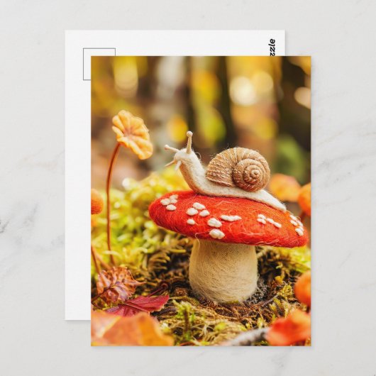Voelde slak kruipen over vliegenzwam briefkaart (Voorkant / Achterkant)