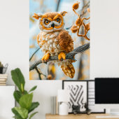 Voelde uil zittend op een tak poster (Thuiskantoor)