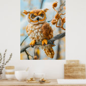Voelde uil zittend op een tak poster (Keuken)