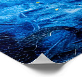 Voelde wasbeer op een tak onder volle maan poster (Hoek)