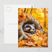 Voelde zich dassenaar in het herfstbos briefkaart (Voorkant / Achterkant)