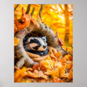 Voelde zich dassenaar in het herfstbos poster (Voorkant)