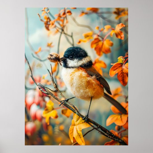 Voelde zich geweldig Tit met rupsen in de herfst S Poster (Voorkant)