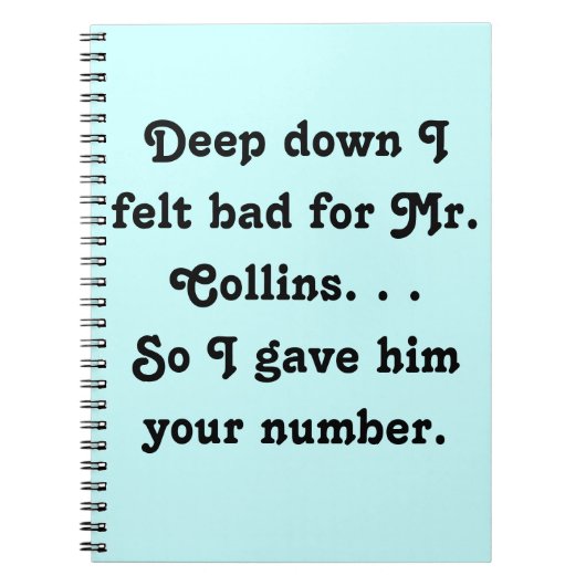 Voelde zich slecht voor Mr Collins Design Notitieboek (Voorkant)