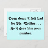 Voelde zich slecht voor Mr. Collins Funny Jane Aus Briefkaart (Voorkant / Achterkant)