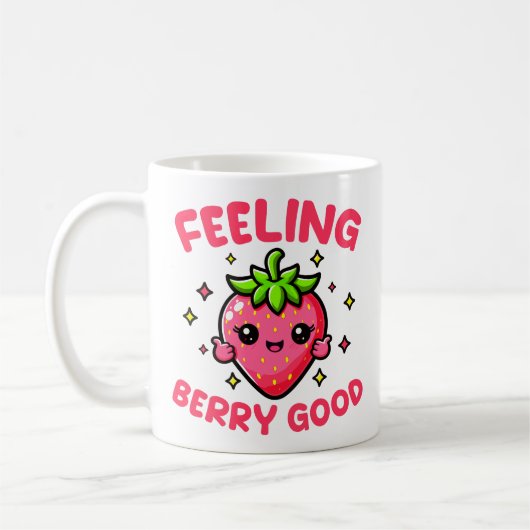 Voelen Berry Goed Grappig Aardbei Koffiemok (Links)