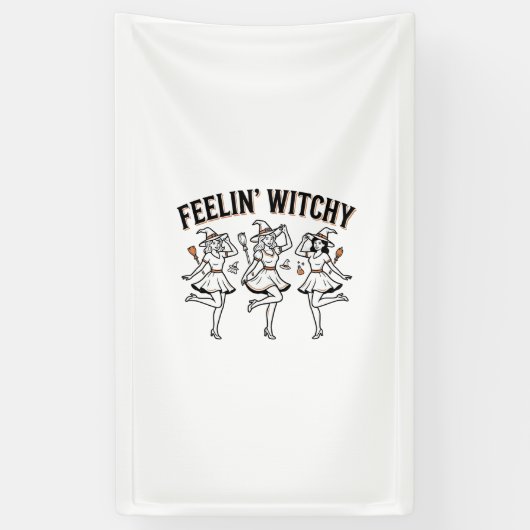Voelend Hekserig Retro Halloween Heksen Spandoek (Verticaal)
