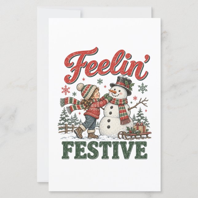 Voelend Kerstmis Sneeuwman Kinderen (Voorkant)