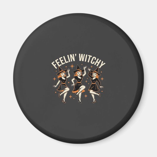 Voelende Heks Halloween Heks Dans Magneet (Voorkant)