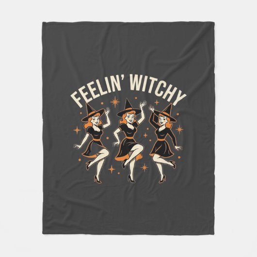 Voelende Heks Halloween Heksendans Fleece Deken (Voorkant)