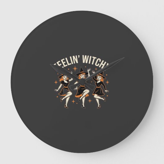 Voelende Heks Halloween Heksendans Grote Klok (Voorkant)