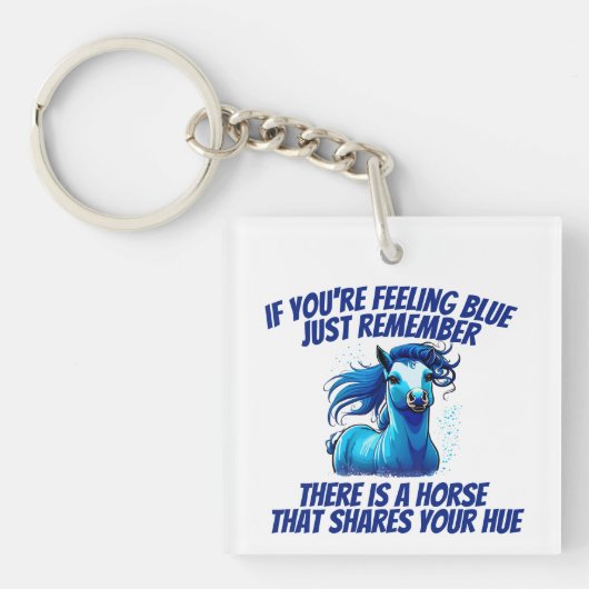 Voeling blauw, paard sleutelhanger (voorkant)