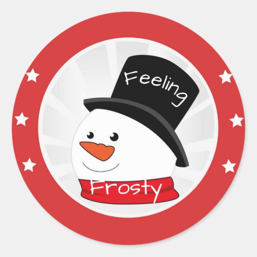 Voeling Frosty Snowman Ronde Sticker (Voorkant)