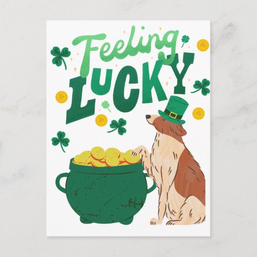 Voeling met een hond en een pot goud St. Patrick Feestdagenkaart (Voorkant)