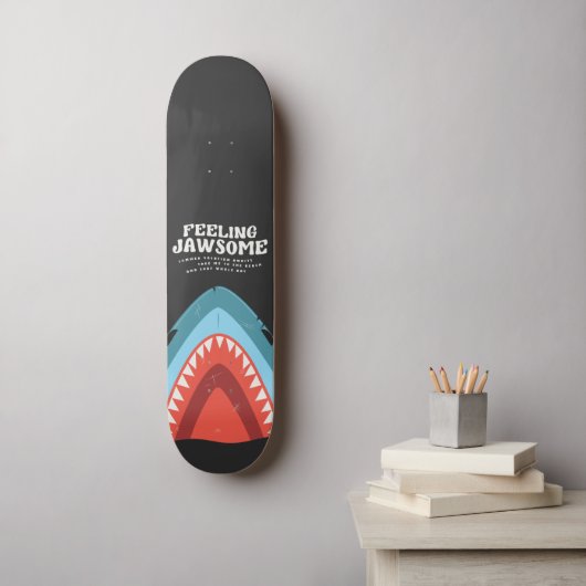 Voeling met Jawsome Shark Funny Summer Puns Beach Persoonlijk Skateboard (Muurkunst)