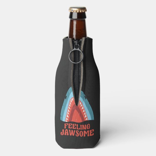 Voeling met Jawsome Shark Funny Summer Puns Flesjeskoeler (Fles Achterkant)