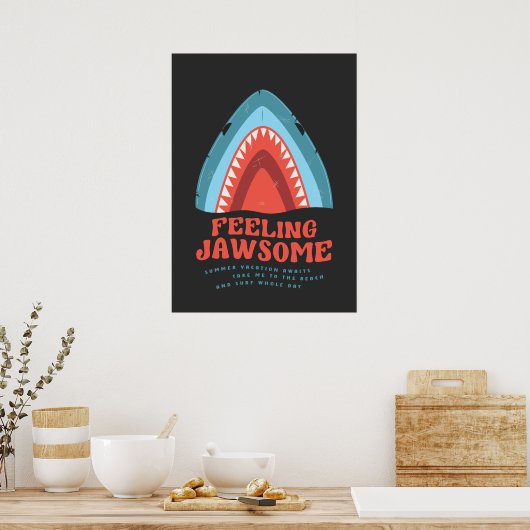 Voeling met Jawsome Shark Funny Summer Puns Poster (Keuken)