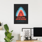 Voeling met Jawsome Shark Funny Summer Puns Poster (Thuiskantoor)