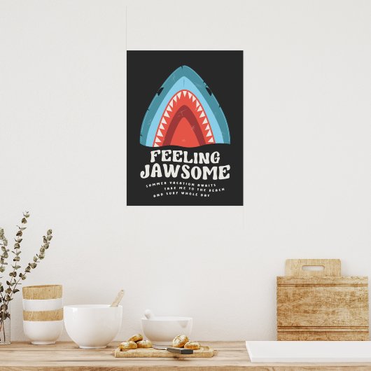 Voeling met Jawsome Shark Funny Summer Puns Poster (Keuken)