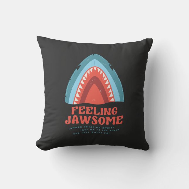 Voeling met Jawsome Shark Funny Summer Puns Throw  Kussen (Voorkant)