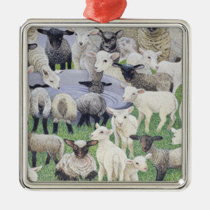 Voeling van schapen metalen ornament
