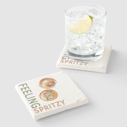 Voeling van Spritzy Oranje Cocktail Stenen Onderzetter (Zijkant)