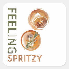 Voeling van Spritzy Oranje Cocktail Vierkante Sticker