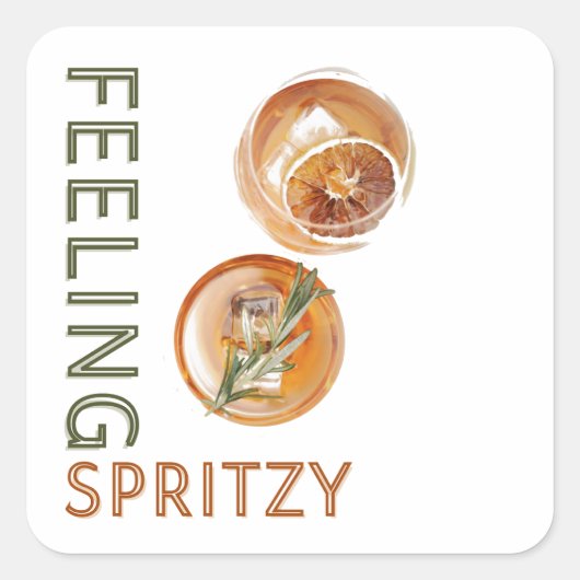 Voeling van Spritzy Oranje Cocktail Vierkante Sticker (Voorkant)