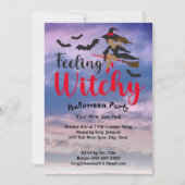 Voeling van Witchy Red, Bats Witch Sky Halloween P Kaart (Voorkant)