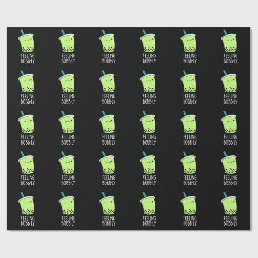 Voelt Bobb-ly Grappig Boba Thee Stomme Donkere BG Cadeaupapier (Vlak)