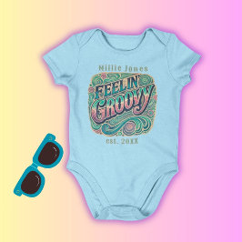 Voelt Groovy Retro 70s Vintage Psychedelisch Blauw Romper