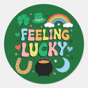 Voelt Lucky St Patricks Day Charme Ierse Klaver Ronde Sticker