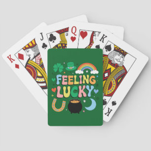 Voelt Lucky St Patricks Day Charme Ierse Klavertje Pokerkaarten