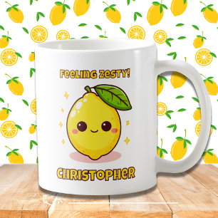 Voelt Zesty Schattig Kawaii Citroen gepersonalisee Koffiemok
