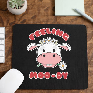 Voelt zich Moo-dig Cute Cartoon Koe Quote Muisma Muismat