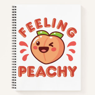 Voelt zich perzikig perzik fruit blij Kawaii Notitieboek
