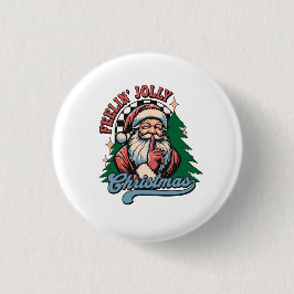 Voelt zich vrolijk Kerstman Ronde Button 3,2 Cm