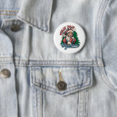 Voelt zich vrolijk Kerstman Ronde Button 5,7 Cm (In situ)