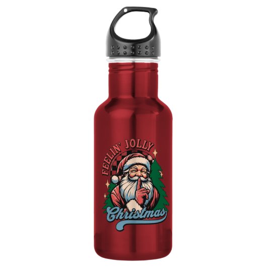Voelt zich vrolijk Kerstman Waterfles (Voorkant)
