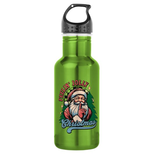 Voelt zich vrolijk Kerstman Waterfles (Voorkant)